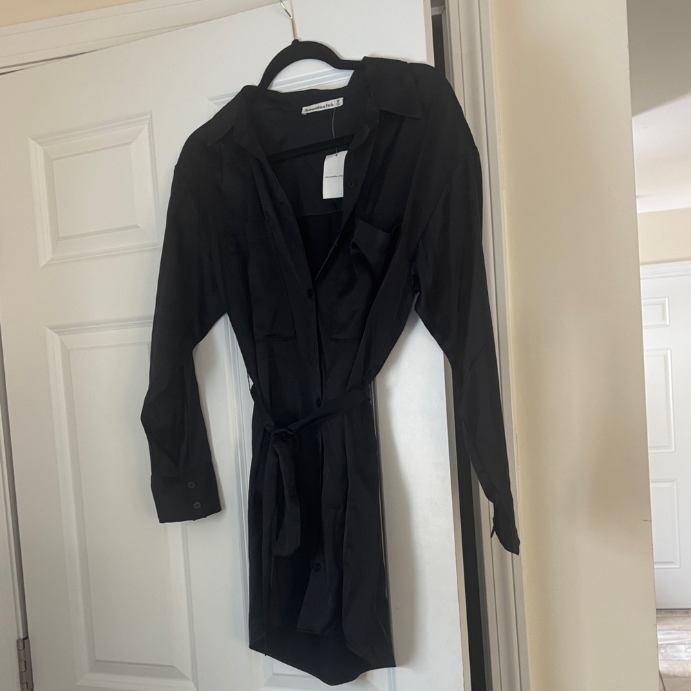 Abercrombie & Fitch Black Tie Shirt Dress